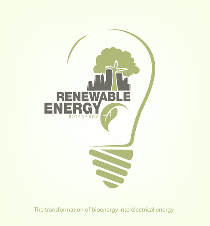 Renewable energy of bioenergy in bulb. The concept of ecologyのイラスト素材