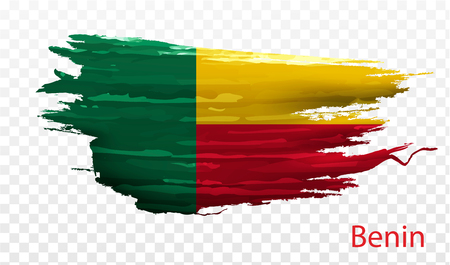 Smear paint of flag Benin on transparent backgroundのイラスト素材