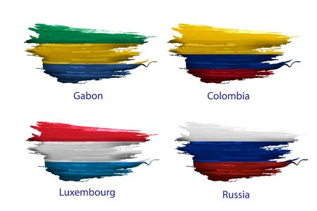 Set smear paint of flag on white backgroundのイラスト素材
