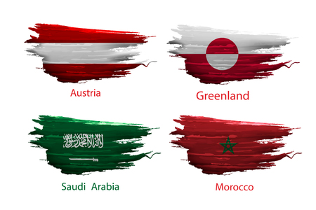 set smear paint of flag on white backgroundのイラスト素材