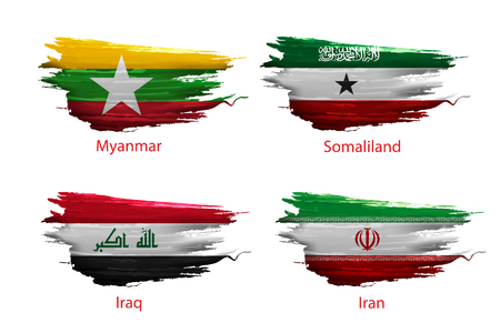 set smear paint of flag country on white backgroundのイラスト素材