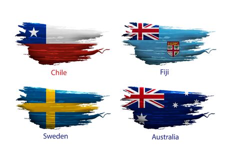 set smear paint of flag country on white backgroundのイラスト素材