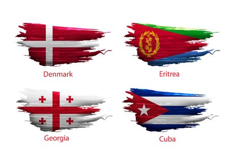 Set smear paint of flag country on white backgroundのイラスト素材