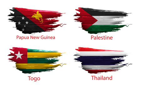 Set smear paint of flag country on white backgroundのイラスト素材