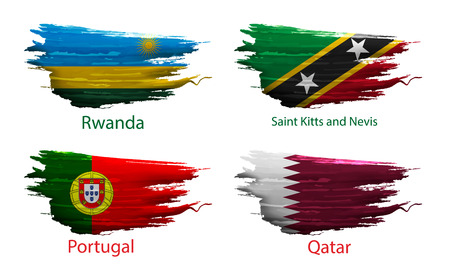 Set smear paint of flag country on white backgroundのイラスト素材