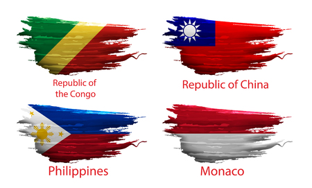 set smear paint of flag country on white backgroundのイラスト素材
