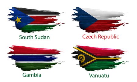 set smear paint of flag country on white backgroundのイラスト素材