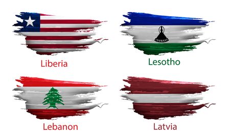 Set smear paint of flag country on white backgroundのイラスト素材