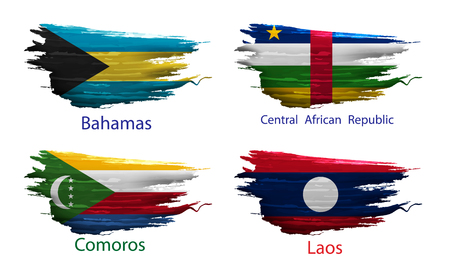 set smear paint of flag country on white backgroundのイラスト素材