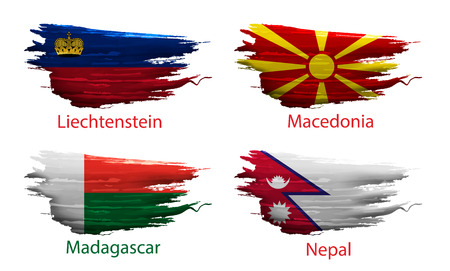 set smear paint of flag country on white backgroundのイラスト素材