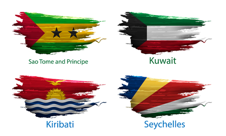 Set of smear painted flags of different countriesのイラスト素材