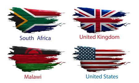 set smear paint of flag country on white backgroundのイラスト素材