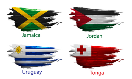 Set smear paint of flag country on white backgroundのイラスト素材