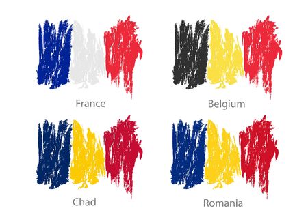Collection set of flags countries smears and paint stains.のイラスト素材