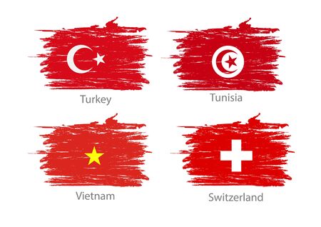 Collection set of flags countries smears and paint stains.のイラスト素材