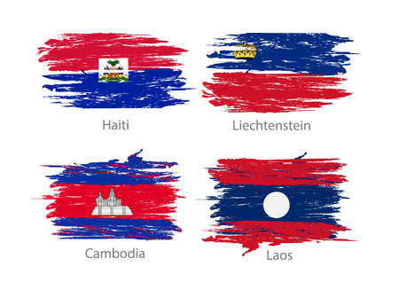 Collection set of flags countries smears and paint stains.のイラスト素材