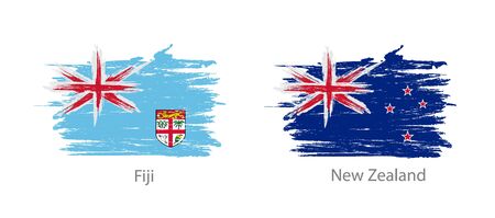Collection set of flags countries smears and paint stains.のイラスト素材