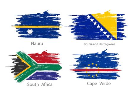 Collection set of flags countries smears and paint stains.のイラスト素材