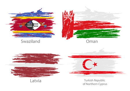 Collection set of flags countries smears and paint stains.のイラスト素材
