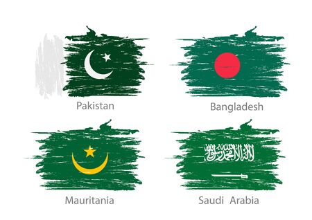Collection set of flags countries smears and paint stains.のイラスト素材