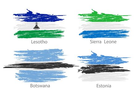 Collection set of flags countries smears and paint stains.のイラスト素材