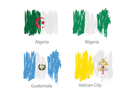 Collection set of flags countries smears and paint stains.のイラスト素材