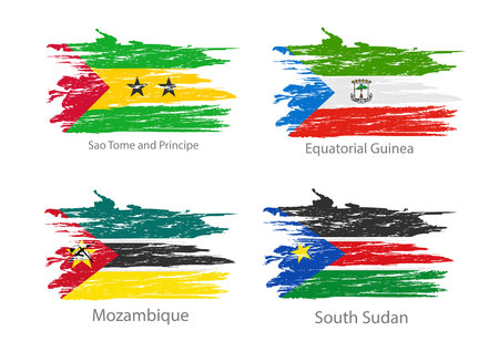 Collection set of flags countries smears and paint stains.のイラスト素材