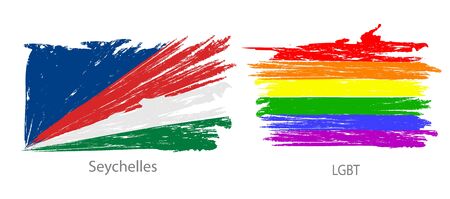 Collection of different flags in washed colored style.のイラスト素材