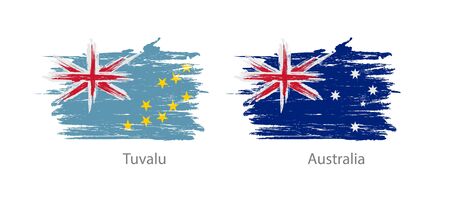 Collection of different flags in washed colored style.のイラスト素材