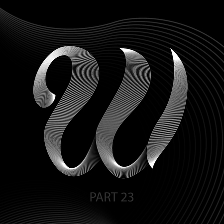 Letter W line art calligraphy illustration.のイラスト素材
