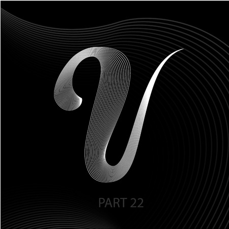 Letter V line art calligraphy illustration.のイラスト素材