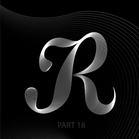 R letters of lines with shadows alphabet.のイラスト素材