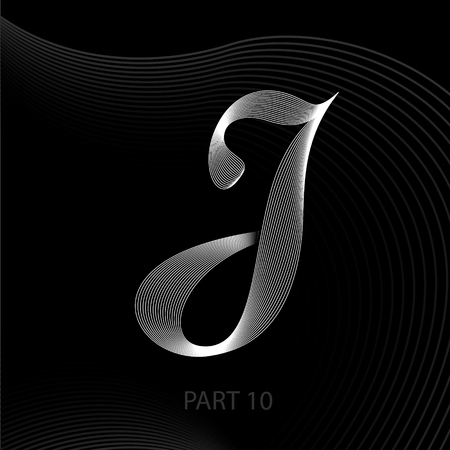 Letter J line art calligraphy illustration.のイラスト素材