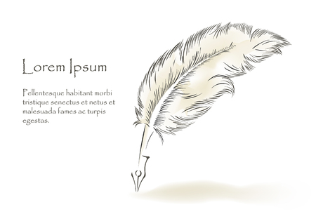 Art writing old feather paint with text.のイラスト素材