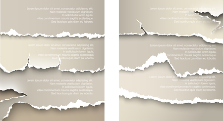 Set of design elements gray torn paper with place for textのイラスト素材