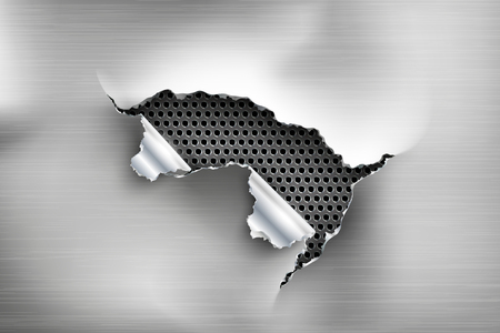 Hole torn in ripped steel on metal backgroundのイラスト素材