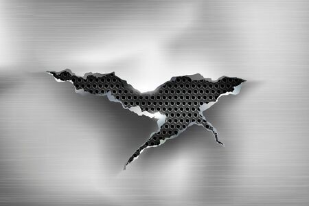 Hole torn in ripped steel on metalのイラスト素材
