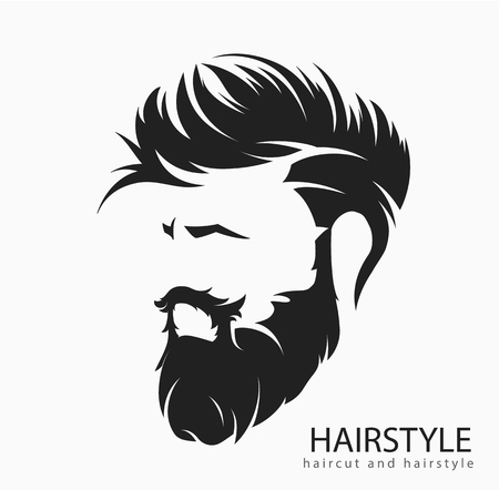 Men hairstyle and hair cut with beard mustache.のイラスト素材