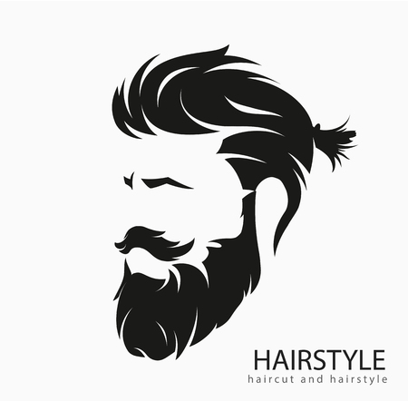 Men hairstyle and hair cut with beard mustache.のイラスト素材