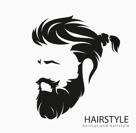 Men hairstyle and hair cut with beard mustache.のイラスト素材