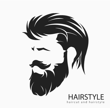 Men hairstyle and hair cut with beard mustache.のイラスト素材