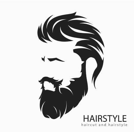 Men hairstyle and hair cut with beard mustache.のイラスト素材