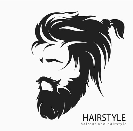 Men hairstyle and hair cut with beard mustache.のイラスト素材