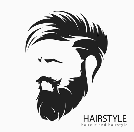 mens hairstyle and hirecut with beard mustacheのイラスト素材
