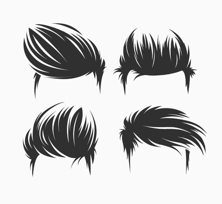 set of men hairstyles and haircuts isolatedのイラスト素材