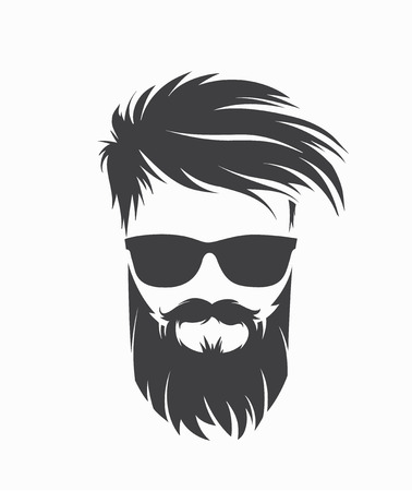 Men's hairstyle and haircut with beard and moustacheのイラスト素材