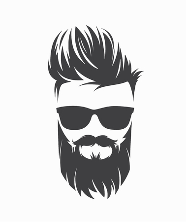 mens hairstyle with beard mustache illustration designのイラスト素材