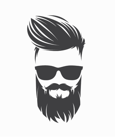 mens hairstyle with beard mustache illustration designのイラスト素材