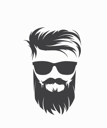 Men's hairstyle and haircut with beard and moustacheのイラスト素材