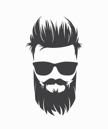Men's hairstyle and haircut with beard and moustacheのイラスト素材